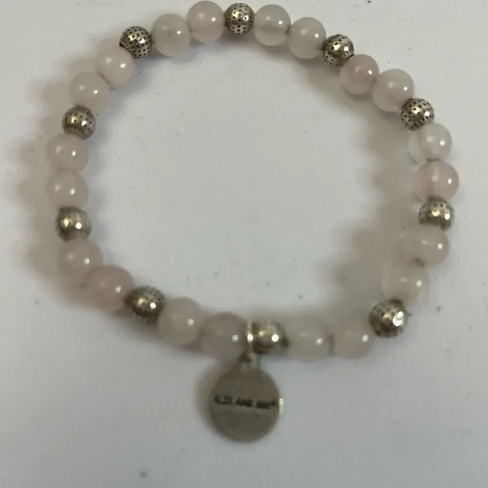 Alex and Ani| White Jade| Silver accent|Stretch bracelet